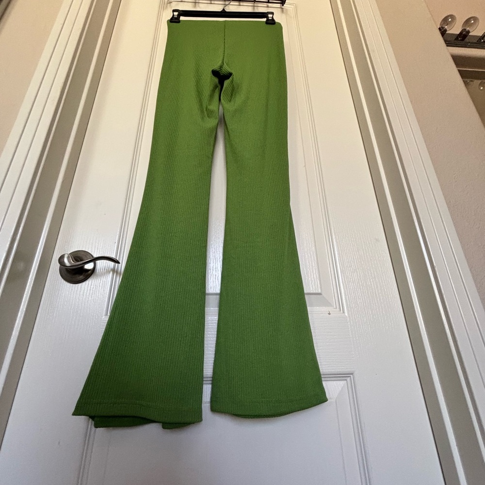 Love Poem by block yoga pants stretchy soft comfy Wide Leg (green)